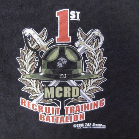 USMC Marine Corps Shirt Mens Large Black MCRD 1st Recruit Training 7.62 Design - Picture 3 of 9